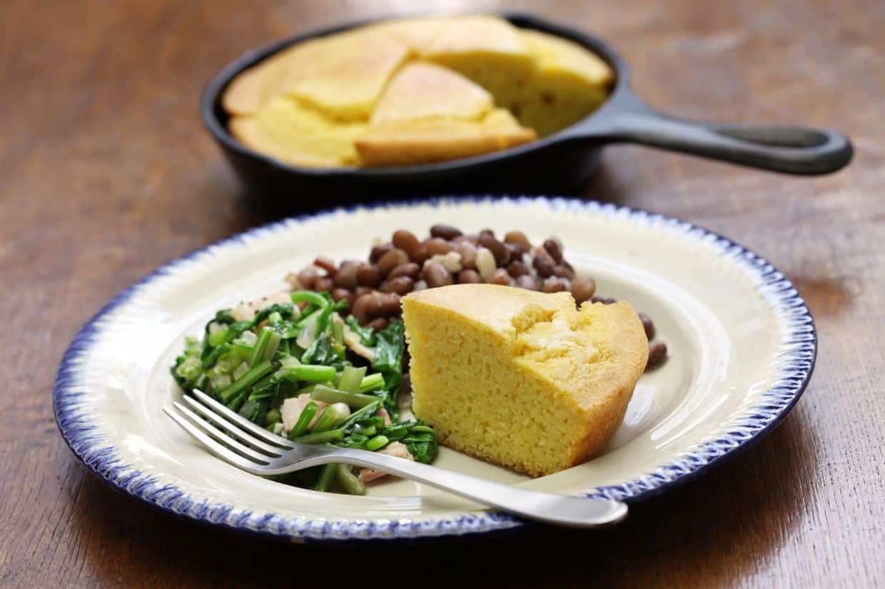 Beans and cornbread, Southern cooking.