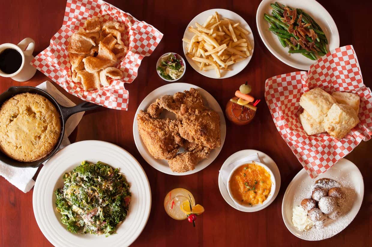 Southern Comfort Food Restaurant Dinner Spread.