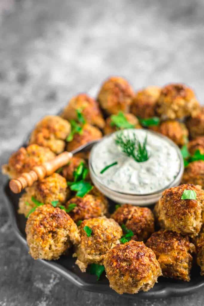 Southern sausage cheese balls in a plate.