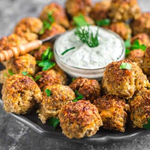 Southern sausage cheese balls in a plate.