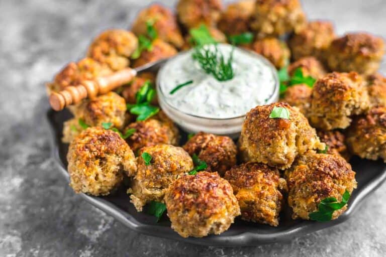 Southern sausage cheese balls in a plate.