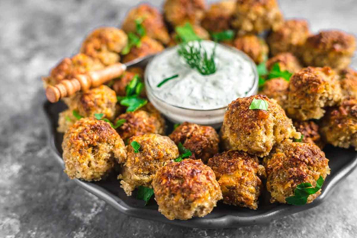 Southern sausage cheese balls in a plate.