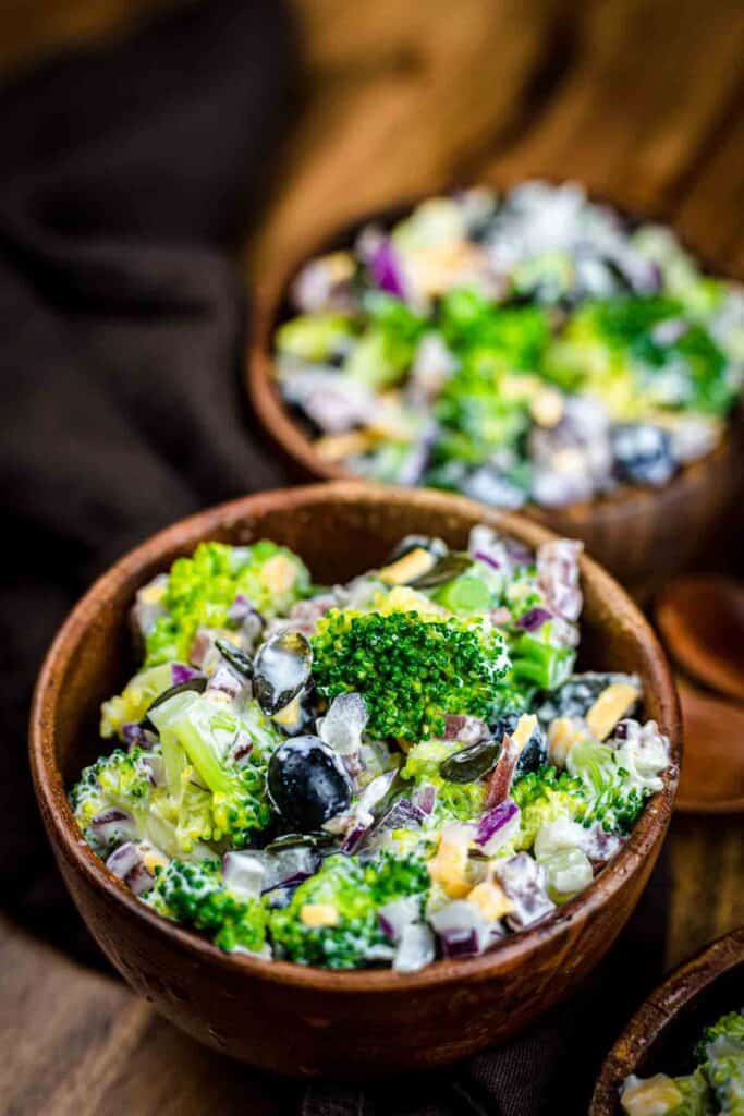 Southern-style broccoli salad in a bowl.