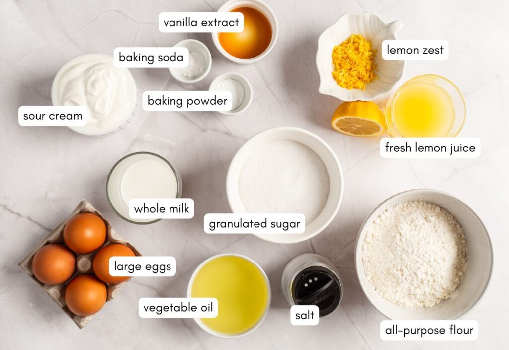 Lemon loaf cake ingredients.