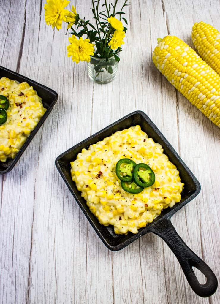 Hearty creamed corn served.