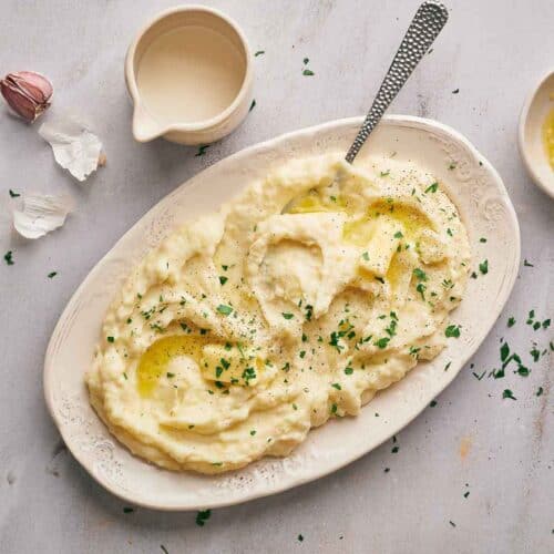 Southern-style mashed potatoes with garlic and herbs.