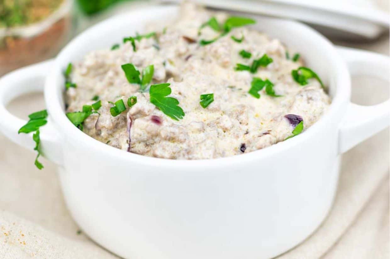 Country sausage gravy in a pot.