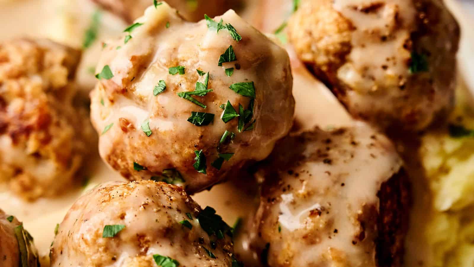 Air Fryer Turkey Meatballs in a bowl.
