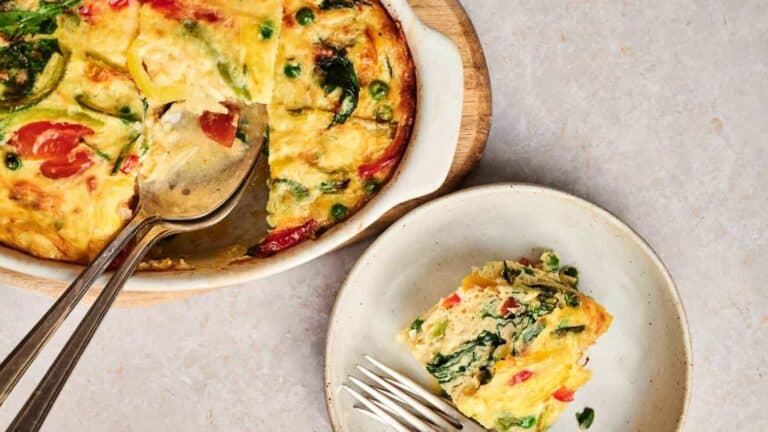 Egg and Potato Breakfast Casserole on plate.