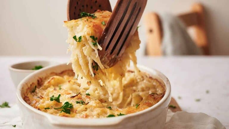 Hashbrown Casserole on a bowl.