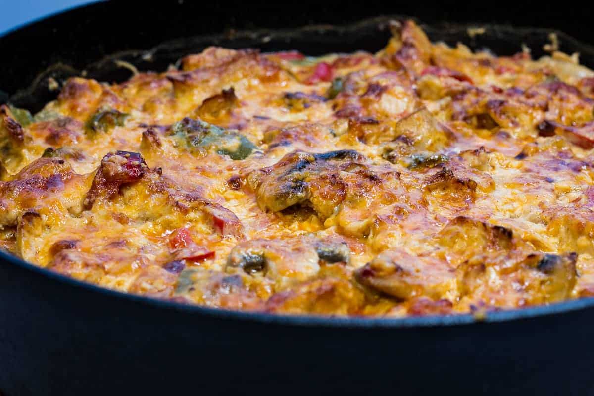 King ranch casserole in a pan.