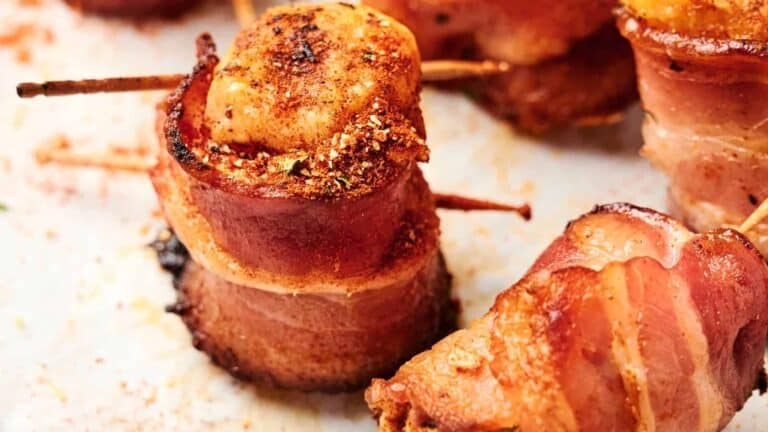 Smoky Bacon Pig Shots wrapped with toothpicks.