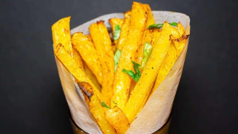 Rutabaga Fries serves in a glass.