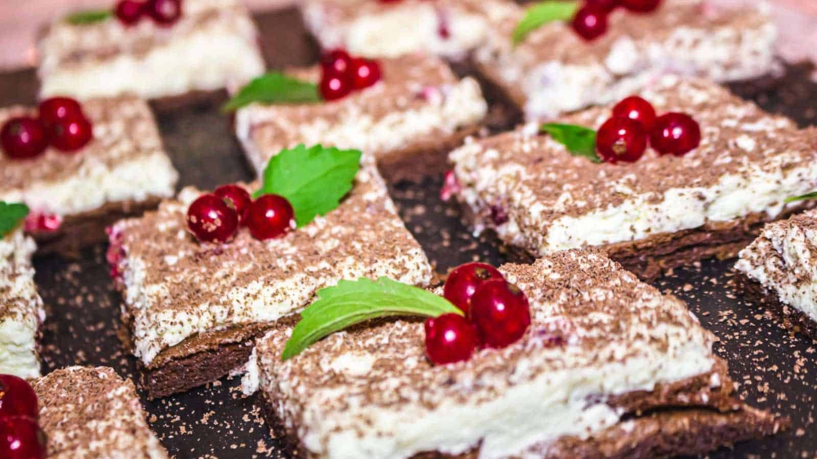 Flourless Chocolate Sheet Cake with berries.