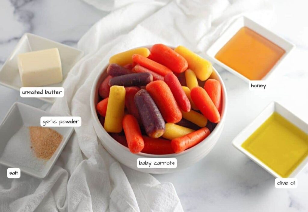 Honey Roasted Baby Carrots Ingredients.
