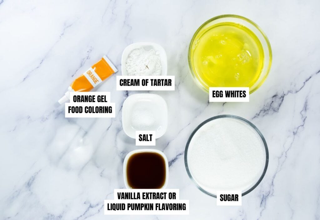 Ingredients for pumpkin meringues.
