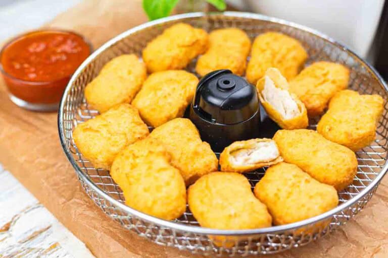 Delicious, crispy chicken nuggets made in an air fryer.